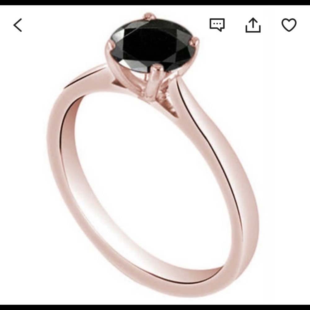 9ct Rose Gold Black Diamond 1c Solitaire Diamond. Unique!